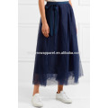 La marina de guerra agraciada Nylon Tulle Midi Summer Skirt Manufacture Wholesale Fashion Women Apparel (TA0020S)